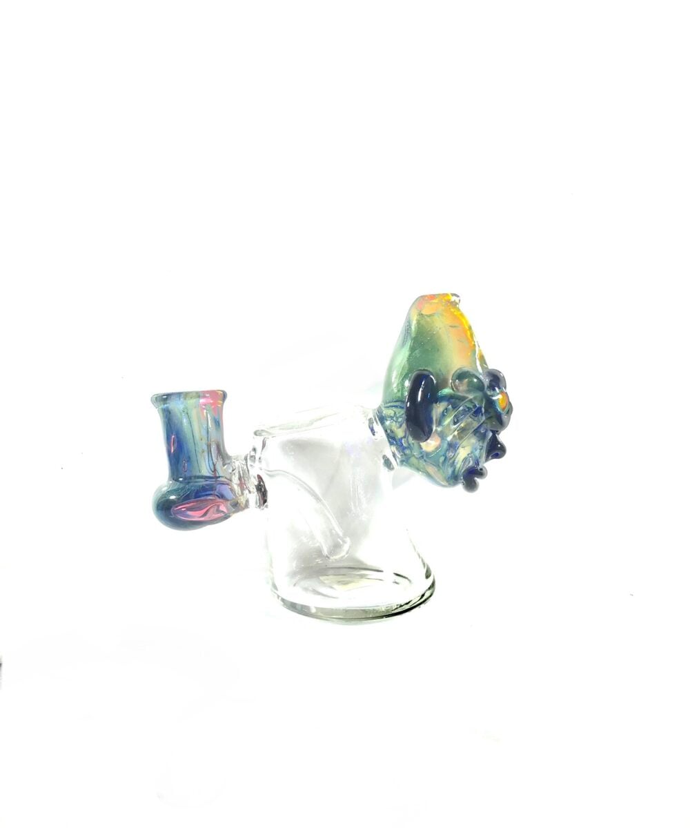 BLOWN-IN SKULL MINI RIG AND SILVER FUMED 5"