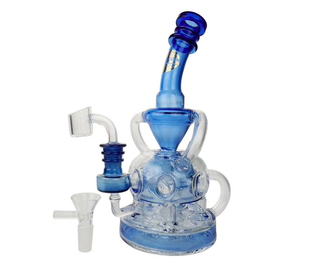 ON POINT GLASS: 10" OUTER EGG RECYCLER WATER PIPE WITH 14MM MALE BOWL & 4MM BANGER - Image 3