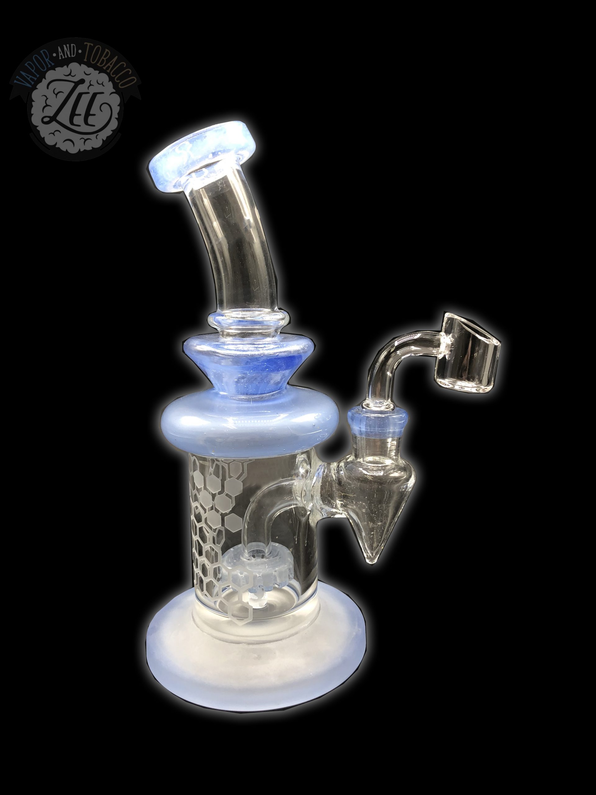PRESCRIBED GLASS: 7" LIGHT BLUE SHOWER HEAD RIG