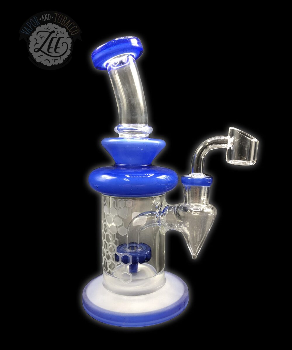 PRESCRIBED GLASS: 7" DARK BLUE SHOWER HEAD RIG