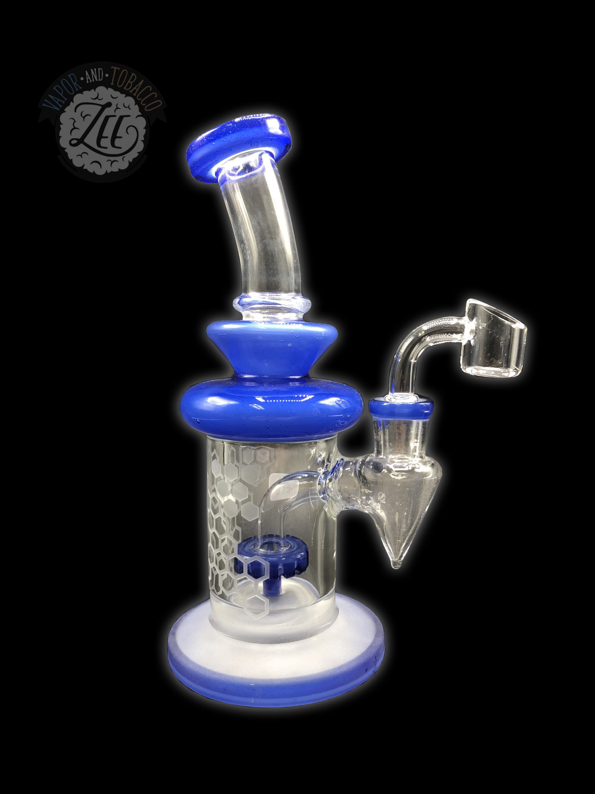 PRESCRIBED GLASS: 7" DARK BLUE SHOWER HEAD RIG