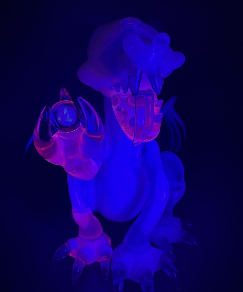 Alternative view of ALS BORO CREATIONS: SECRET WHITE X BLUE STARDUST X LUCY UV DRAGON W/ ENCASED OPALS