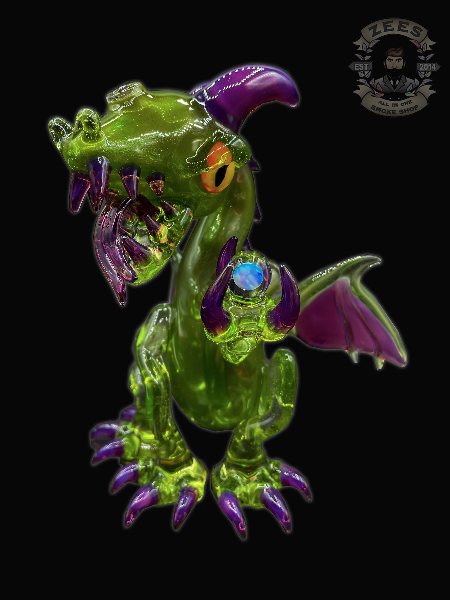ALS BORO CREATIONS: GREEN MOSS X ROYAL JELLY DRAGON W/ ENCASED OPALS