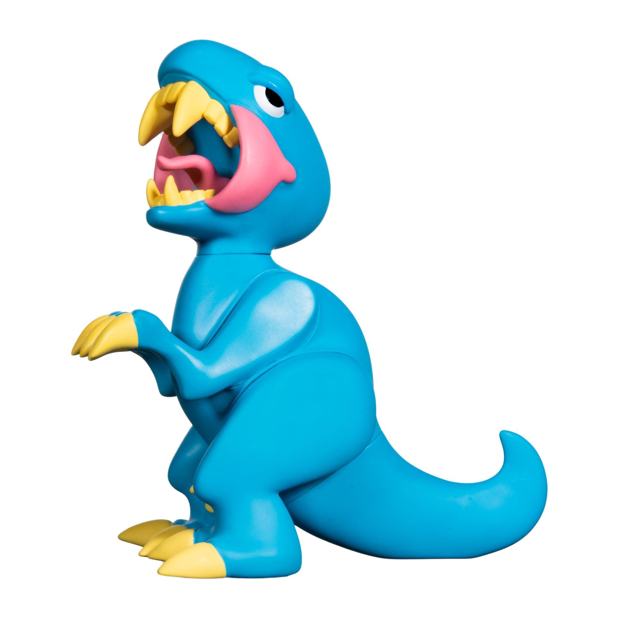 ELBO GLASS: 12" BLUE OPEN MOUTH VINYL RAPTOR