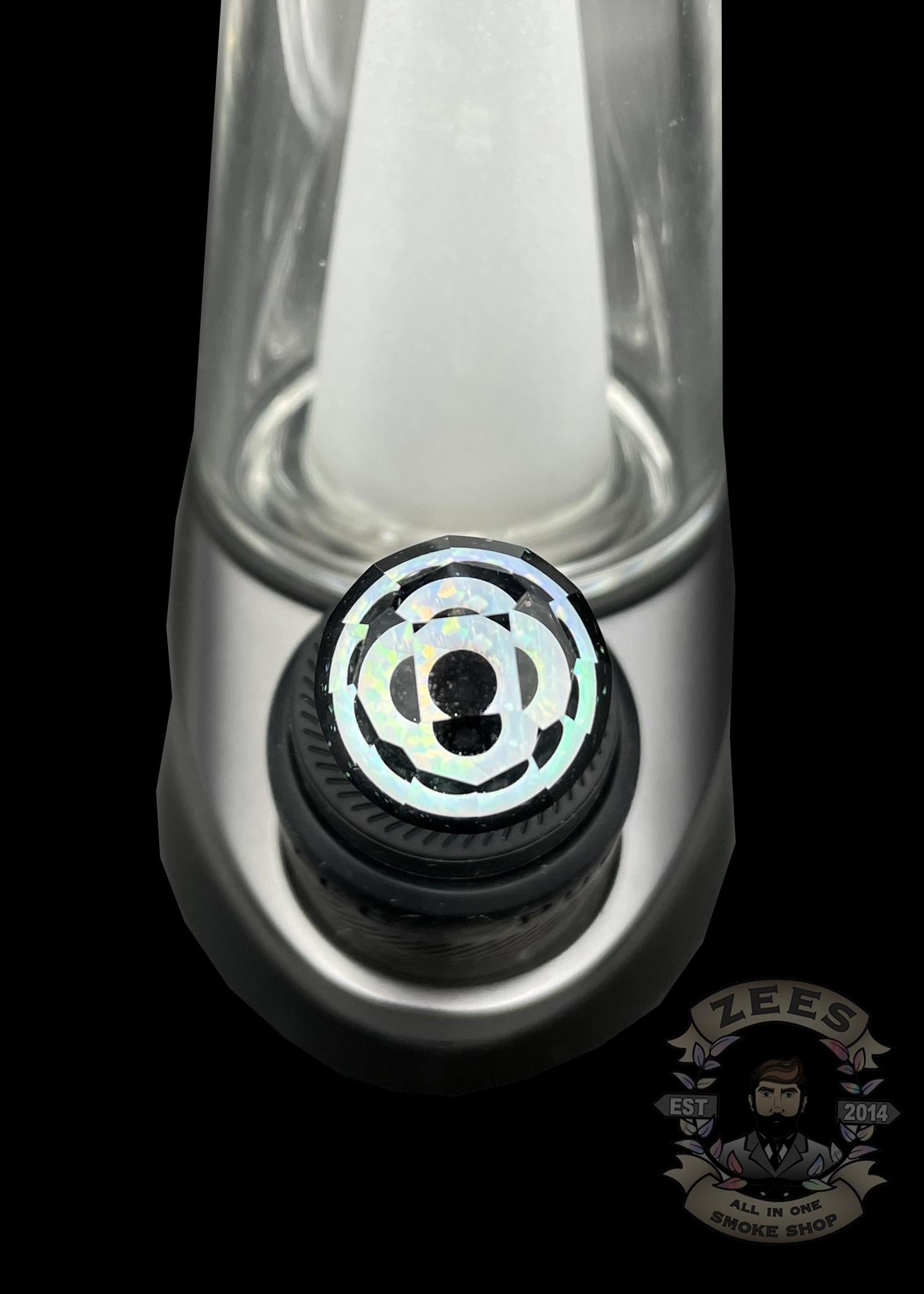 SMIR GLASS X MR. FACET: ENCASED DONUT OPAL WITH CRUSHED OPAL FACETED PEAK PRO BALL CAP