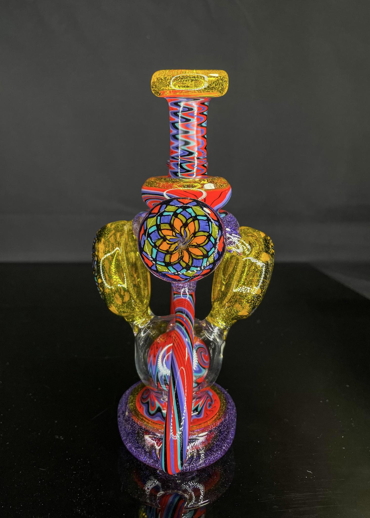 CLARKIE CLARK GLASS: FULLY WORKED DUAL DISK UPTAKE RECYCLER #2 - Image 4