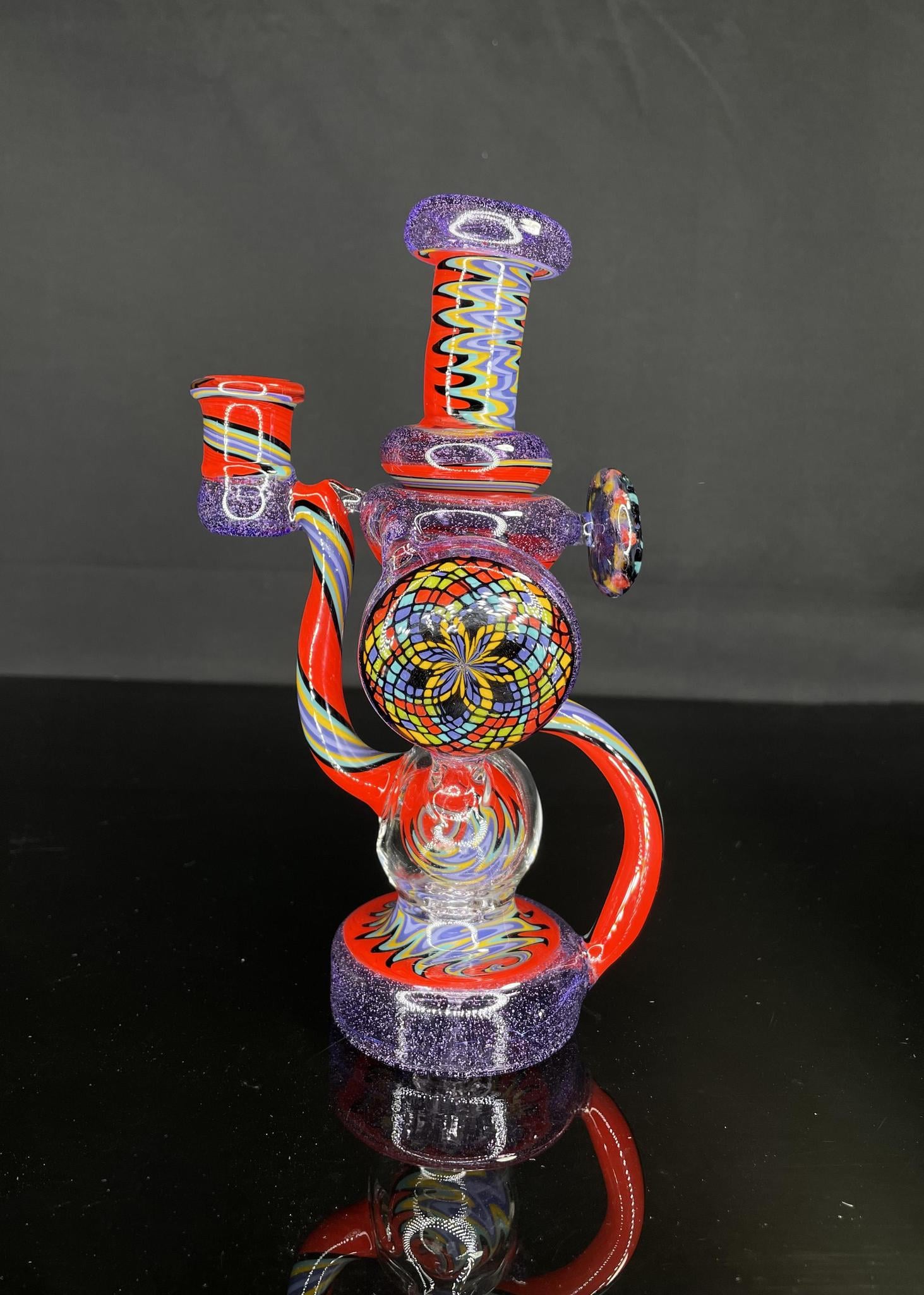 CLARKIE CLARK GLASS: FULLY WORKED DUAL DISK UPTAKE RECYCLER #7 - Image 2
