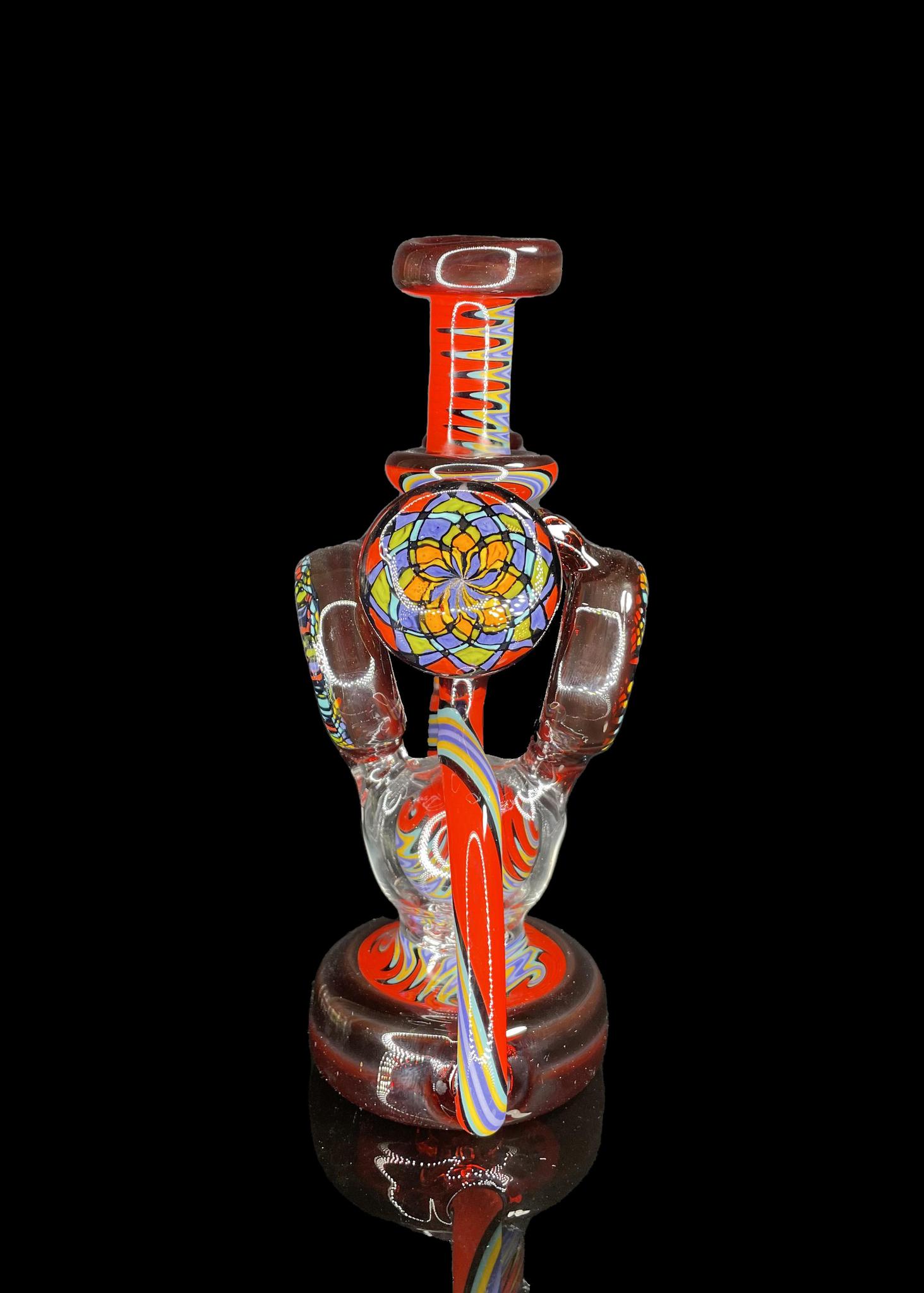 CLARKIE CLARK GLASS: FULLY WORKED DUAL DISK UPTAKE RECYCLER #6 - Image 4