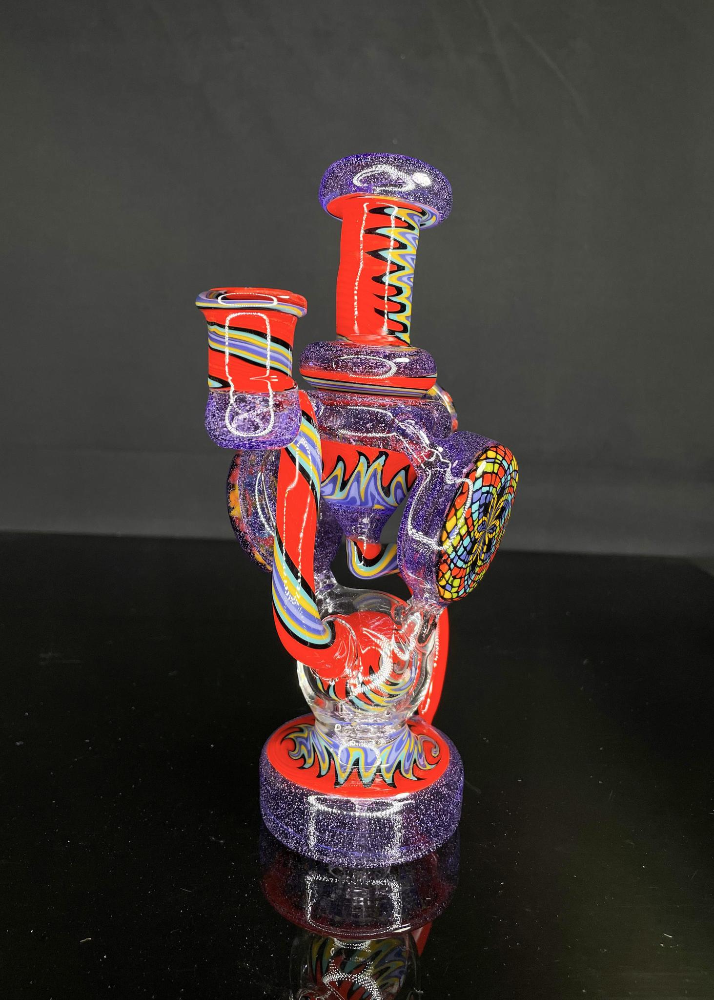 CLARKIE CLARK GLASS: FULLY WORKED DUAL DISK UPTAKE RECYCLER #7 - Image 3