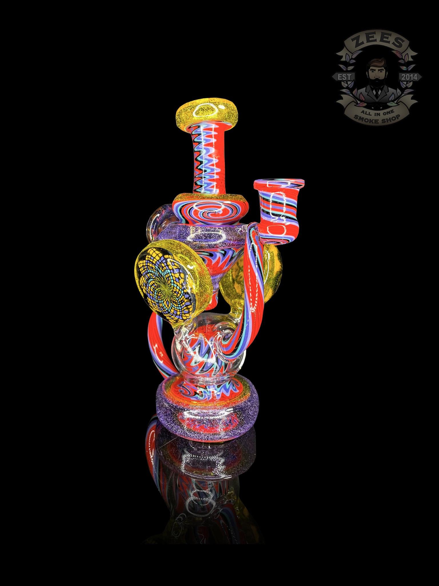CLARKIE CLARK GLASS: FULLY WORKED DUAL DISK UPTAKE RECYCLER #2