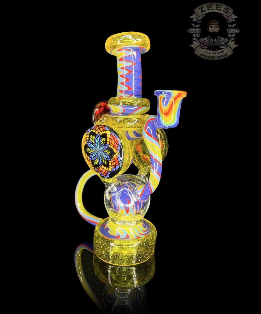CLARKIE CLARK GLASS: FULLY WORKED DUAL DISK UPTAKE RECYCLER #9