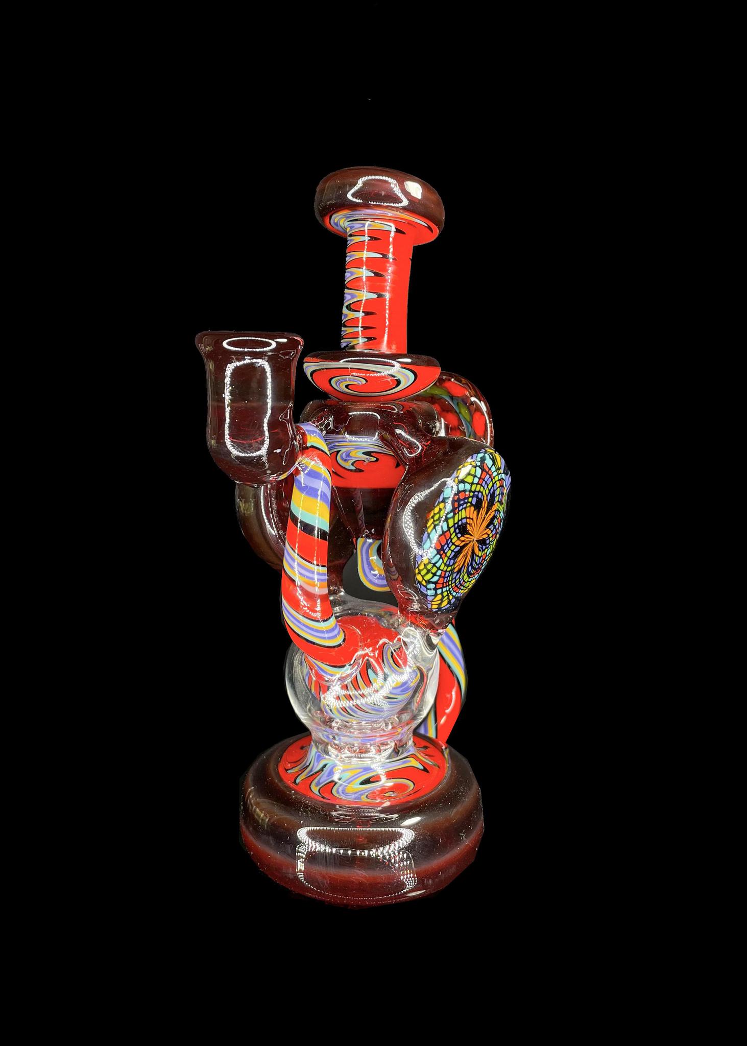 CLARKIE CLARK GLASS: FULLY WORKED DUAL DISK UPTAKE RECYCLER #6 - Image 3