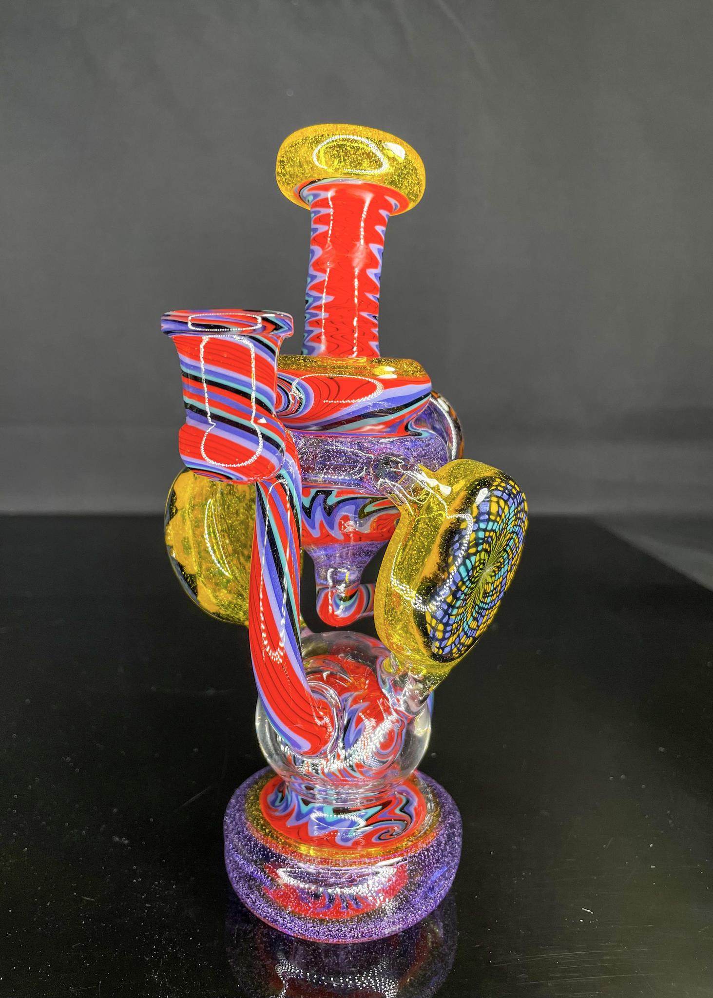 CLARKIE CLARK GLASS: FULLY WORKED DUAL DISK UPTAKE RECYCLER #2 - Image 3