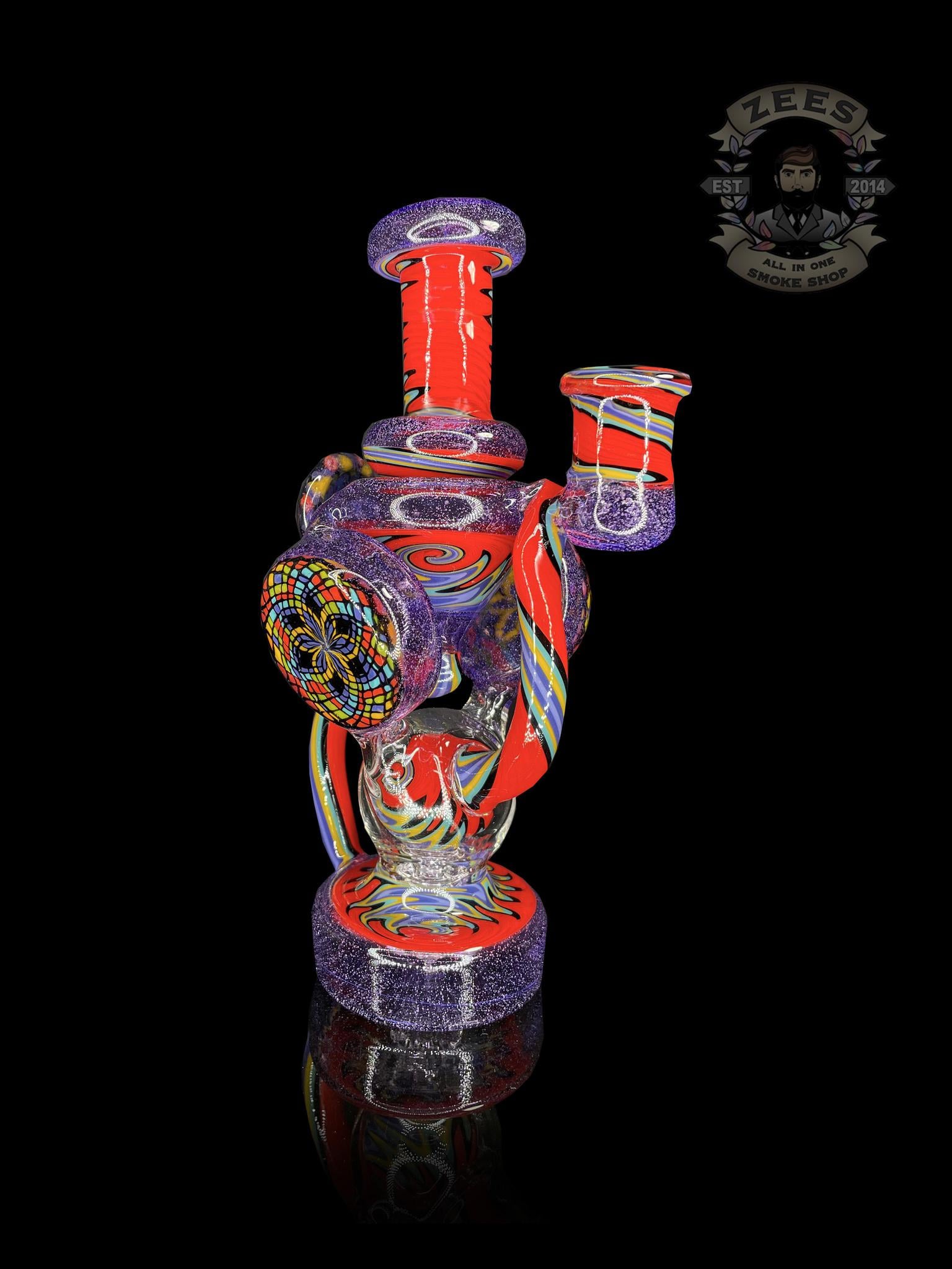 CLARKIE CLARK GLASS: FULLY WORKED DUAL DISK UPTAKE RECYCLER #7