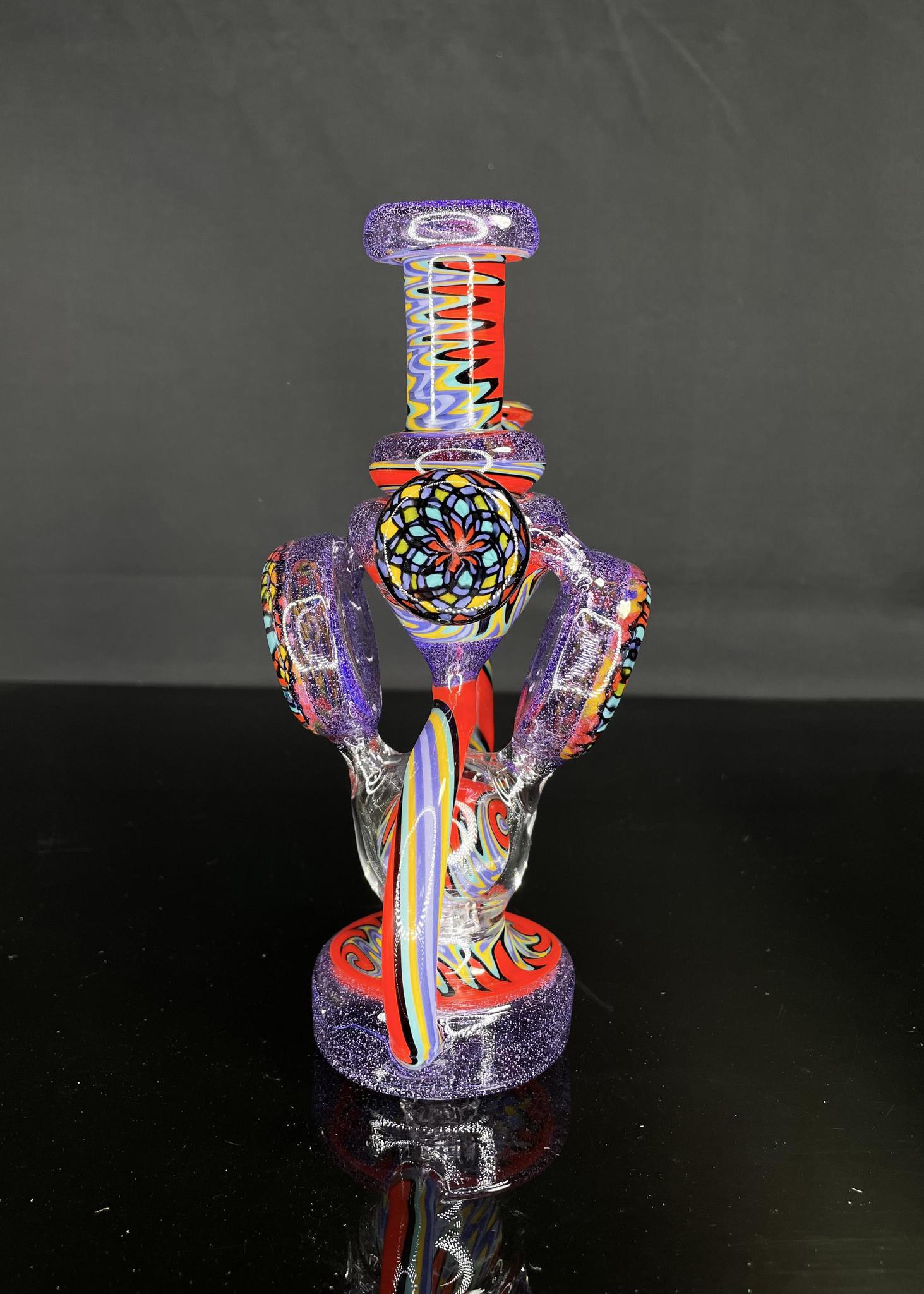 CLARKIE CLARK GLASS: FULLY WORKED DUAL DISK UPTAKE RECYCLER #7 - Image 4