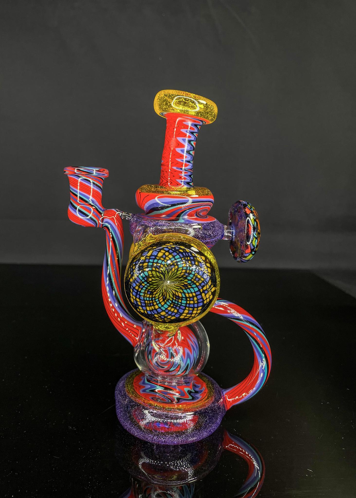 CLARKIE CLARK GLASS: FULLY WORKED DUAL DISK UPTAKE RECYCLER #2 - Image 2