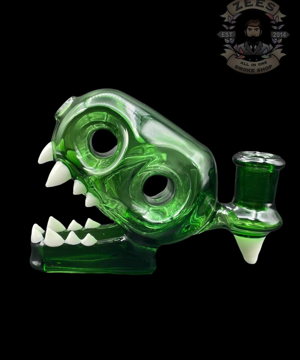 Alternative view of ENUFF GLASS: LEAF GREEN POCKET FOSSIL