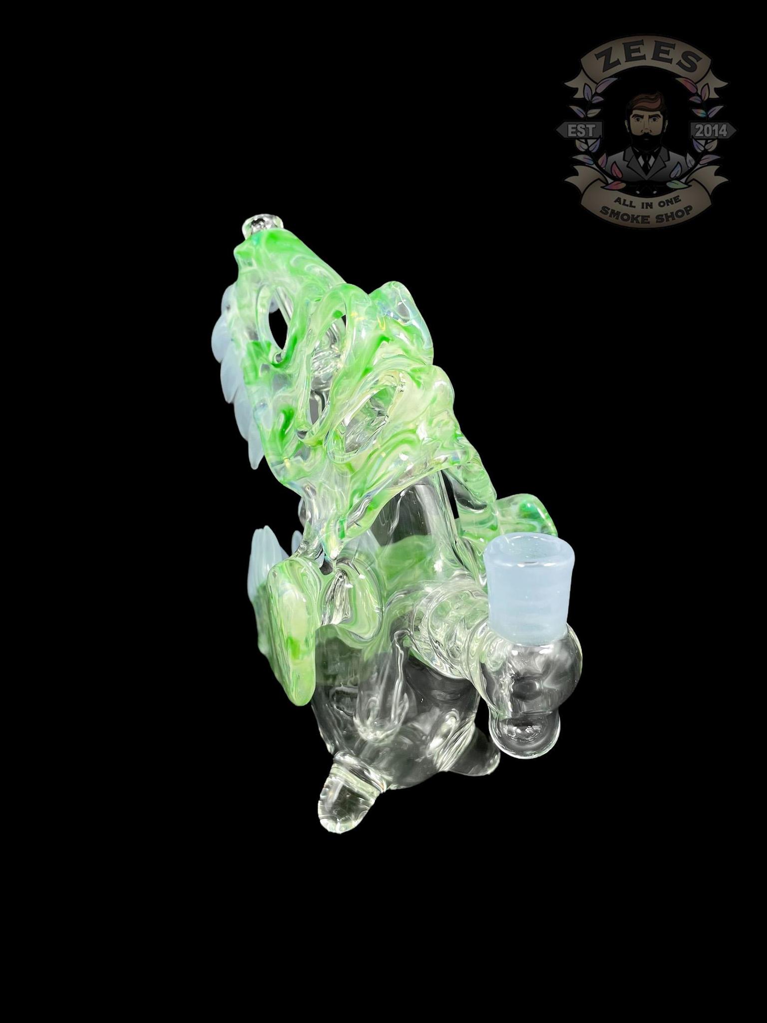 SLURM SNOB GLASS: GREEN W/ FROSTY WHITE TEETH DINO SKULL RIG - Image 4
