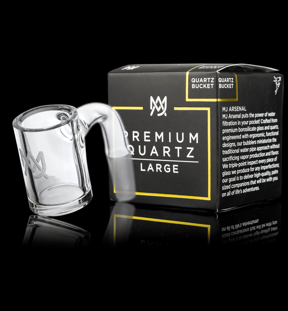 Alternative view of MJ ARSENAL: PREMIUM FULL WELD CLEAR QUARTZ BANGER 10MM MALE 90 DEGREES