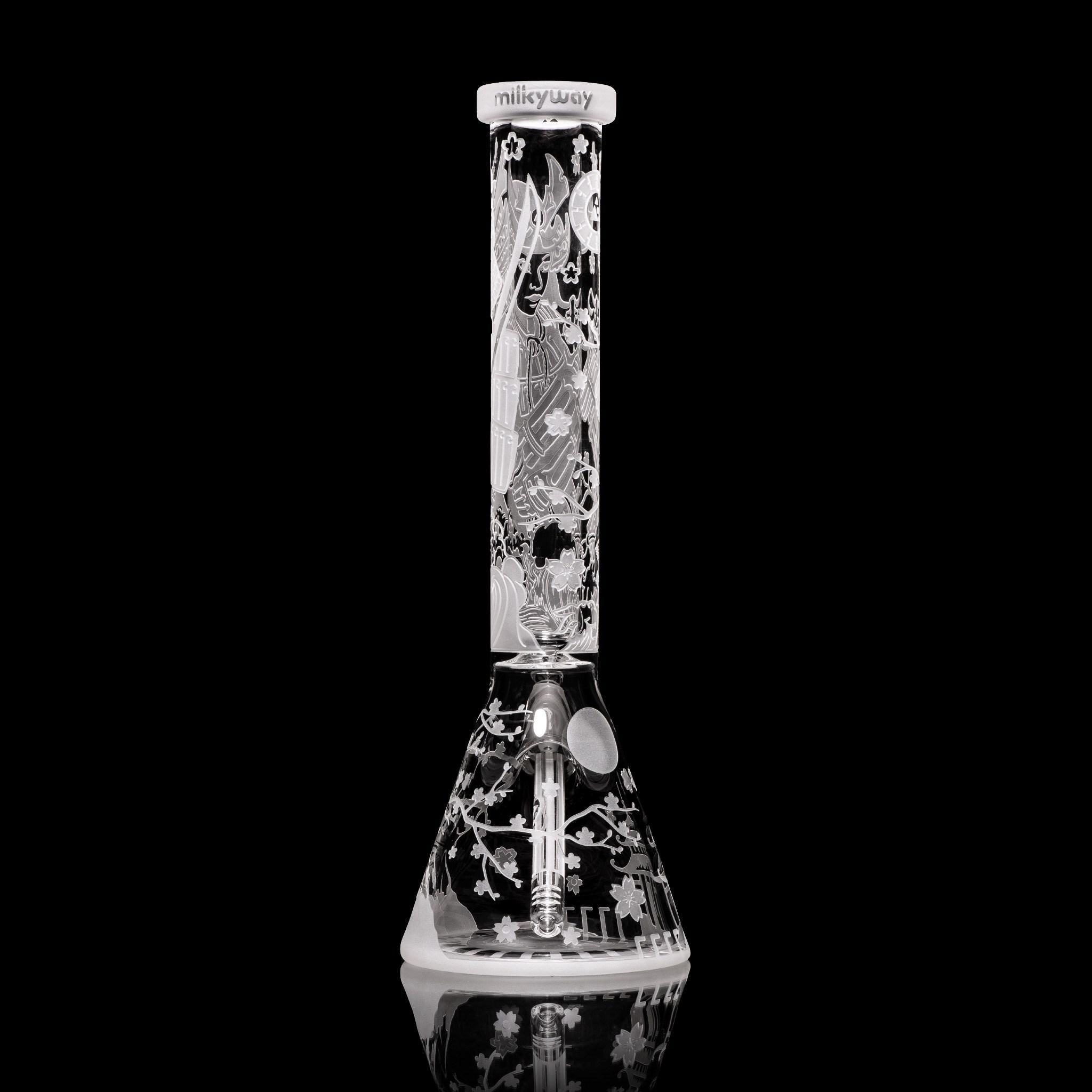 MILKY WAY GLASS: FEMME SAMURAI BEAKER (MK-1031) - ALL IN ONE SMOKE