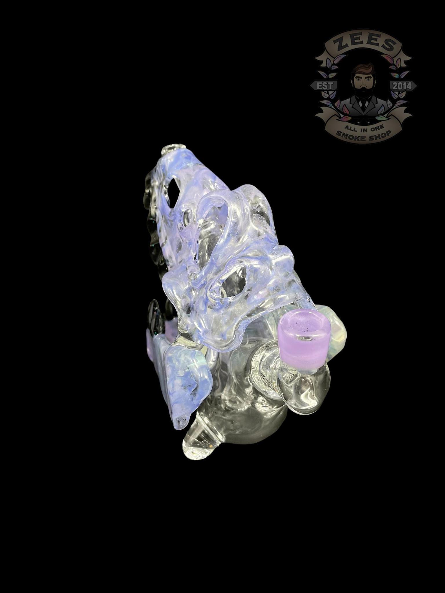 SLURM SNOB GLASS: PURPLE W/ CRUSHED BLACK OPAL TEETH DINO SKULL RIG - Image 4