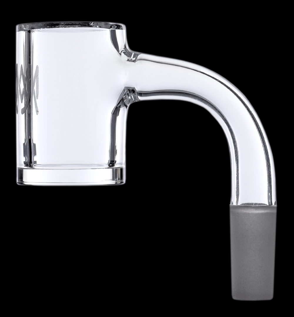 MJ ARSENAL: PREMIUM FULL WELD CLEAR QUARTZ BANGER 10MM MALE 90 DEGREES