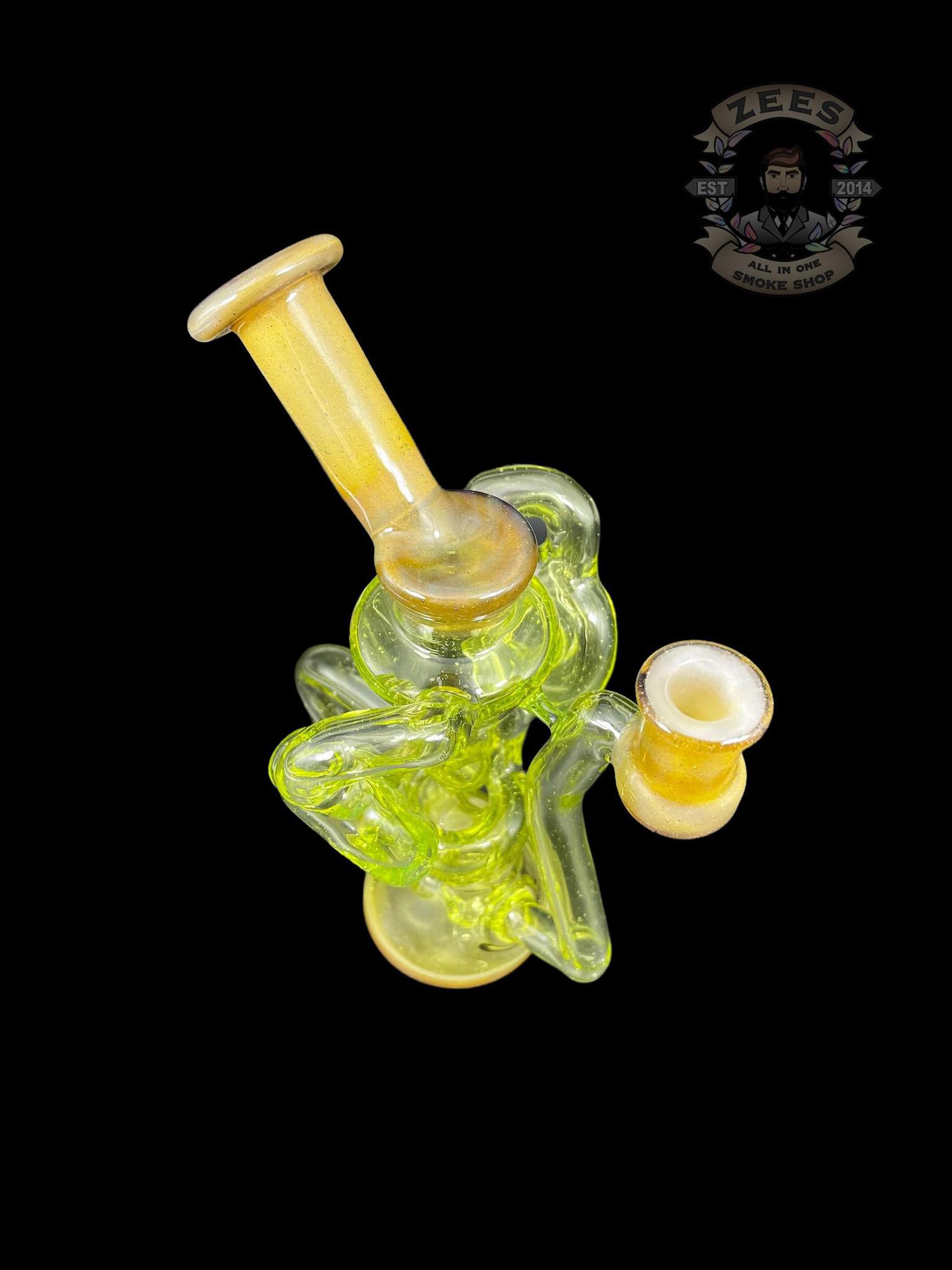 SWEET JUSTICE GLASS: UV LIME DROP SWISS DOUBLE DOUGHNUT RECYCLER - Image 5