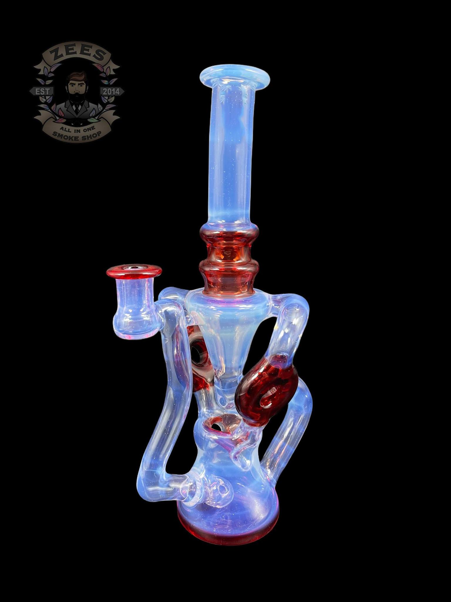 SWEET JUSTICE GLASS: GHOST AND POMEGRANATE SWISS DOUBLE DOUGHNUT RECYCLER - Image 2