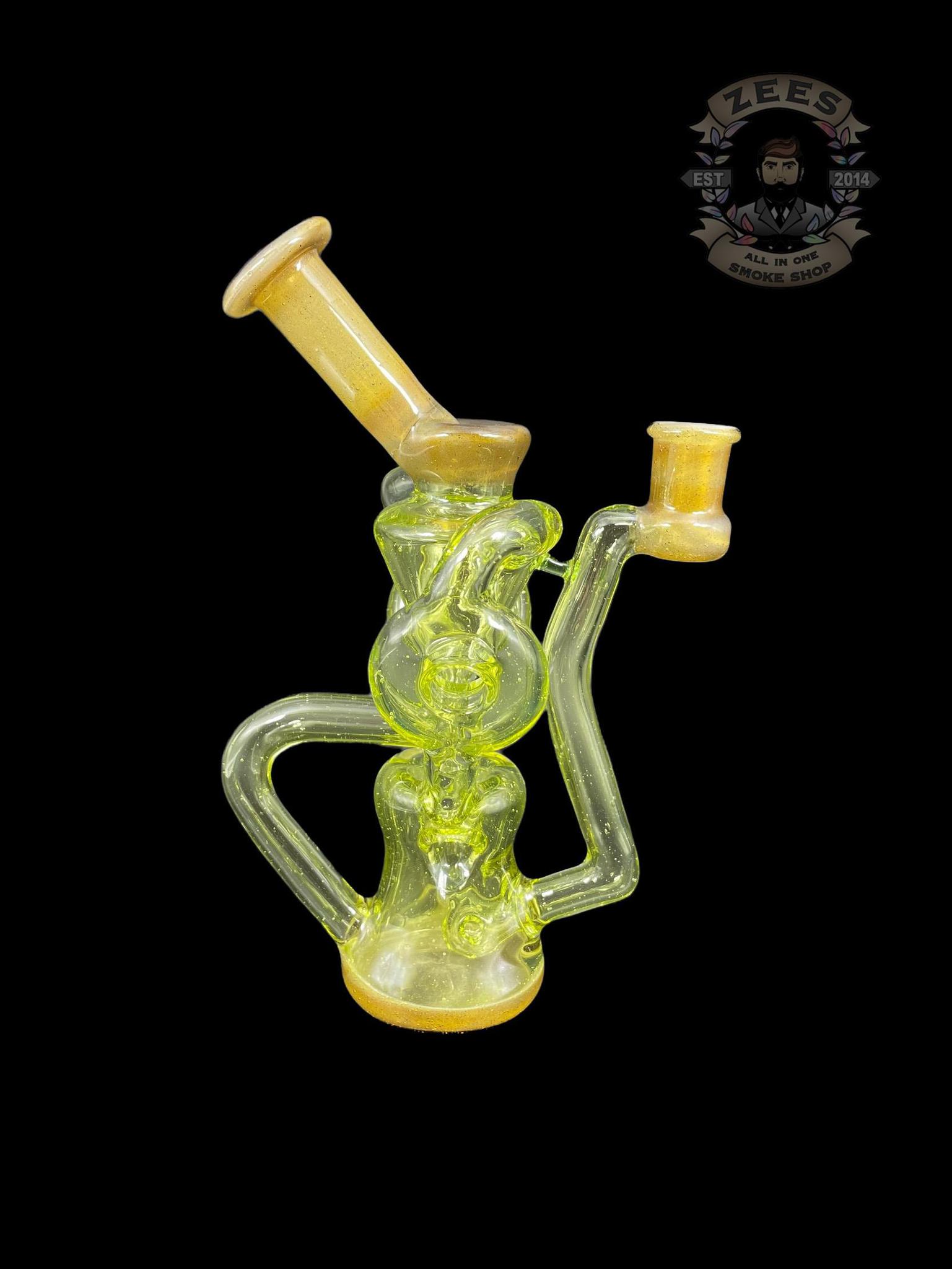 SWEET JUSTICE GLASS: UV LIME DROP SWISS DOUBLE DOUGHNUT RECYCLER - Image 3