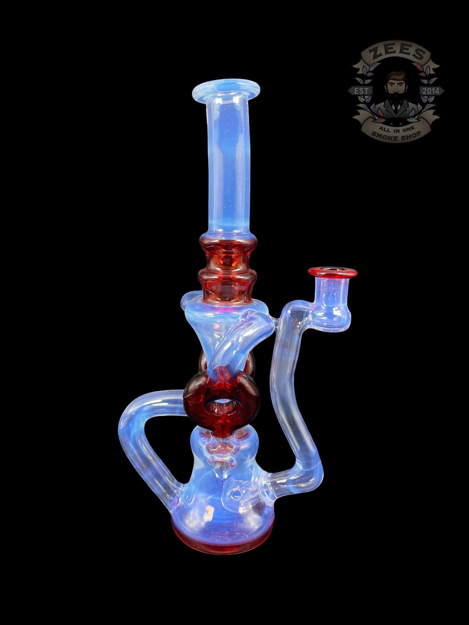 SWEET JUSTICE GLASS: GHOST AND POMEGRANATE SWISS DOUBLE DOUGHNUT RECYCLER - Image 3