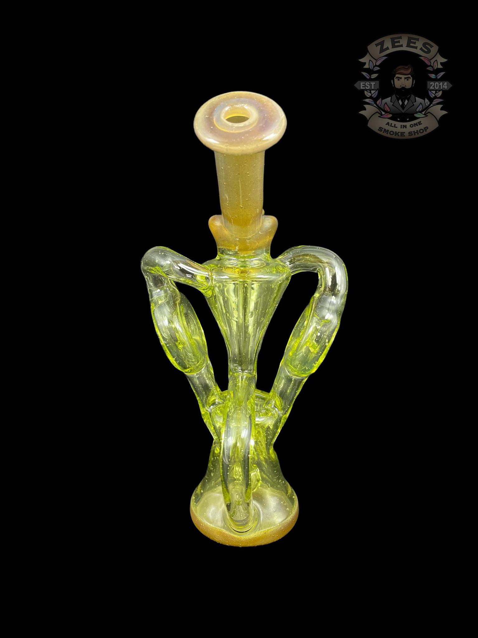 SWEET JUSTICE GLASS: UV LIME DROP SWISS DOUBLE DOUGHNUT RECYCLER - Image 4