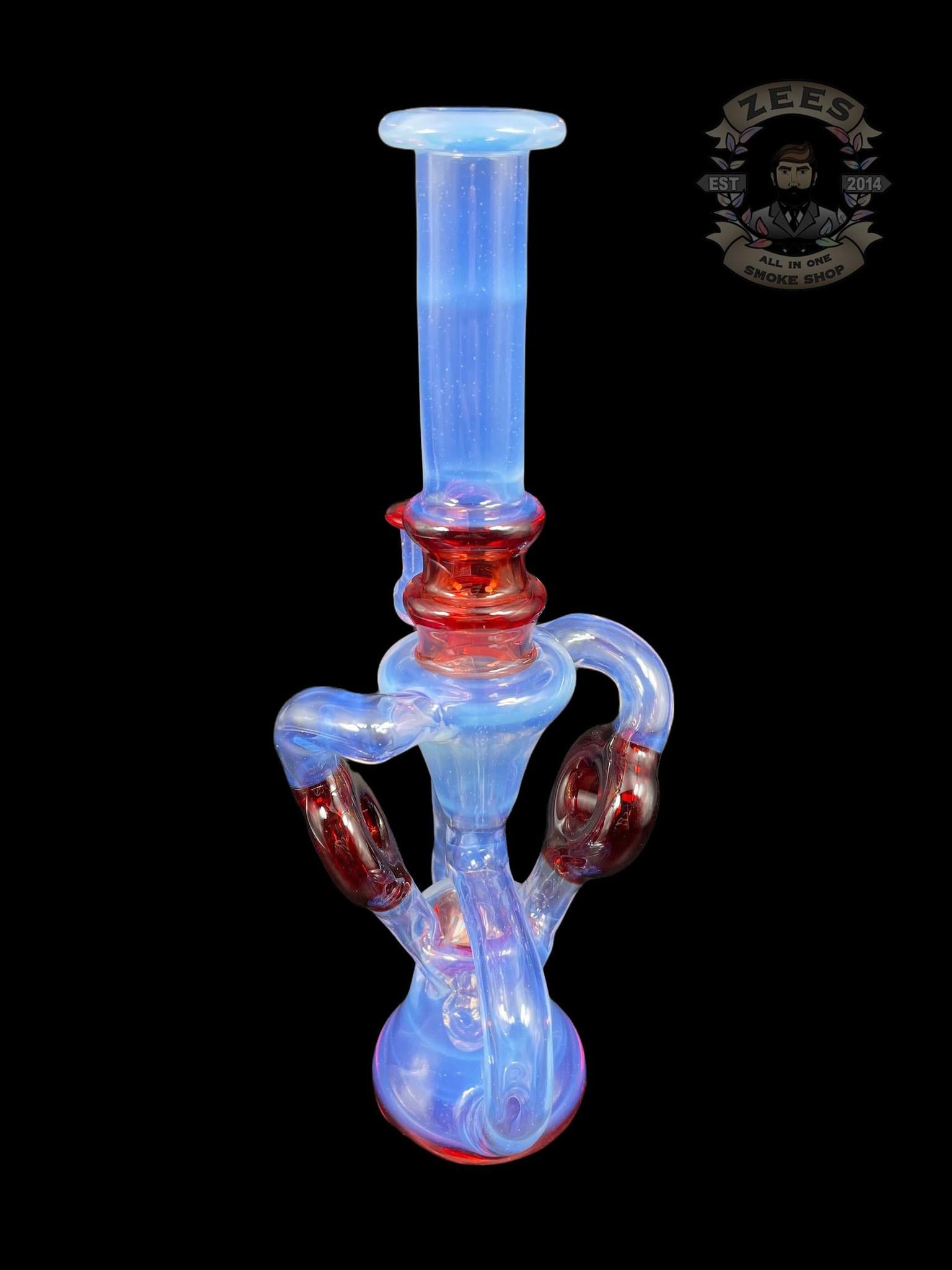 SWEET JUSTICE GLASS: GHOST AND POMEGRANATE SWISS DOUBLE DOUGHNUT RECYCLER - Image 4