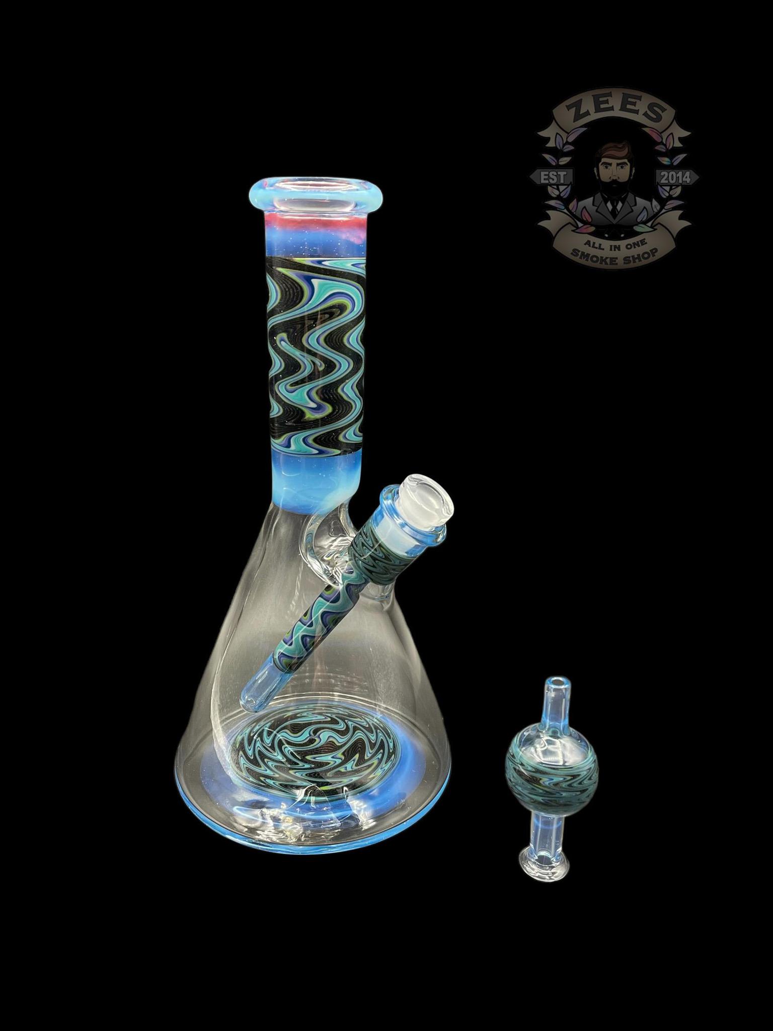IAN S GLASS: MOONSTONE TEAL WIG WAG PULL TUBE #1