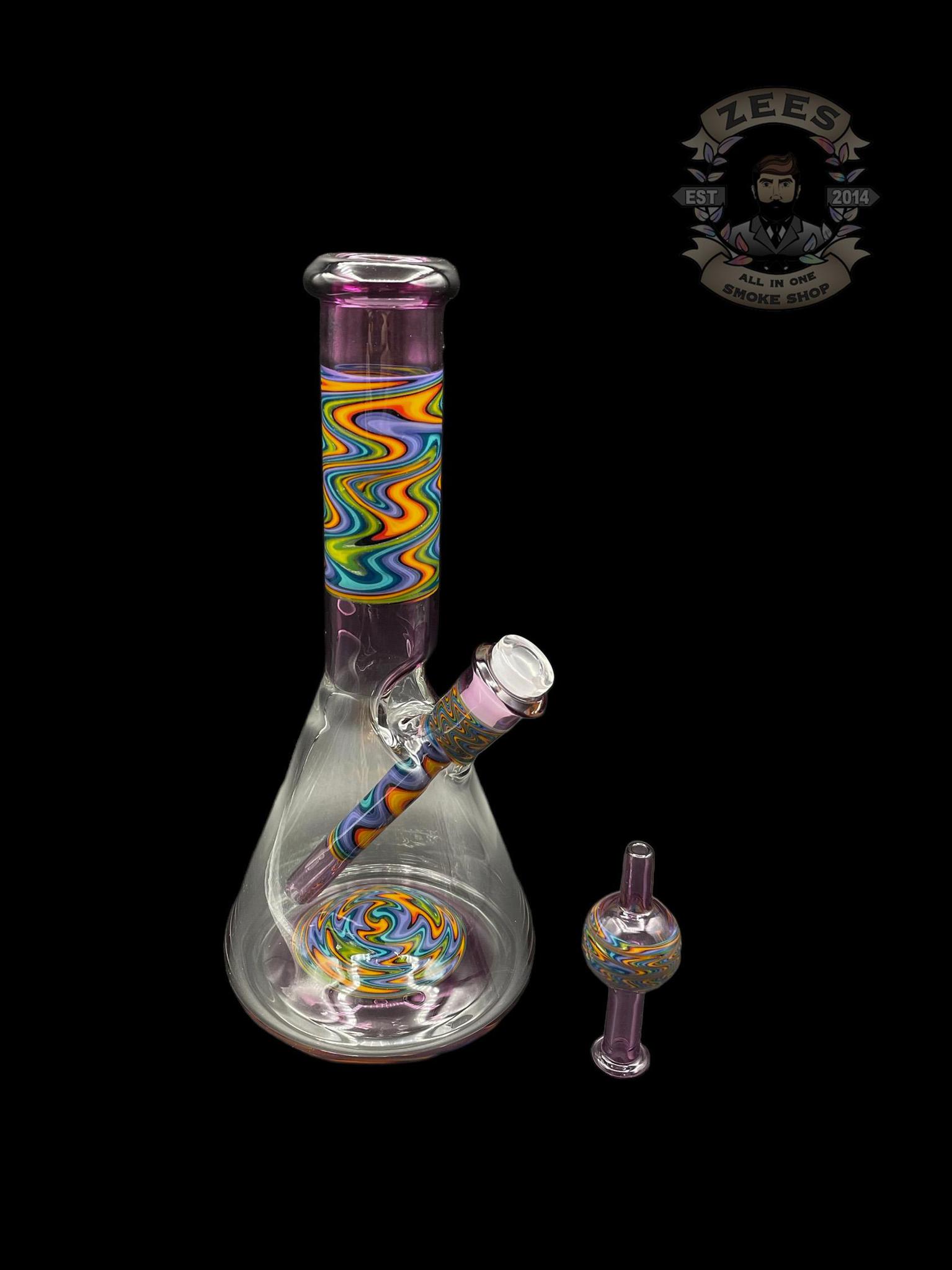IAN S GLASS: PURPLE RAINBOW WIG WAG PULL TUBE #4