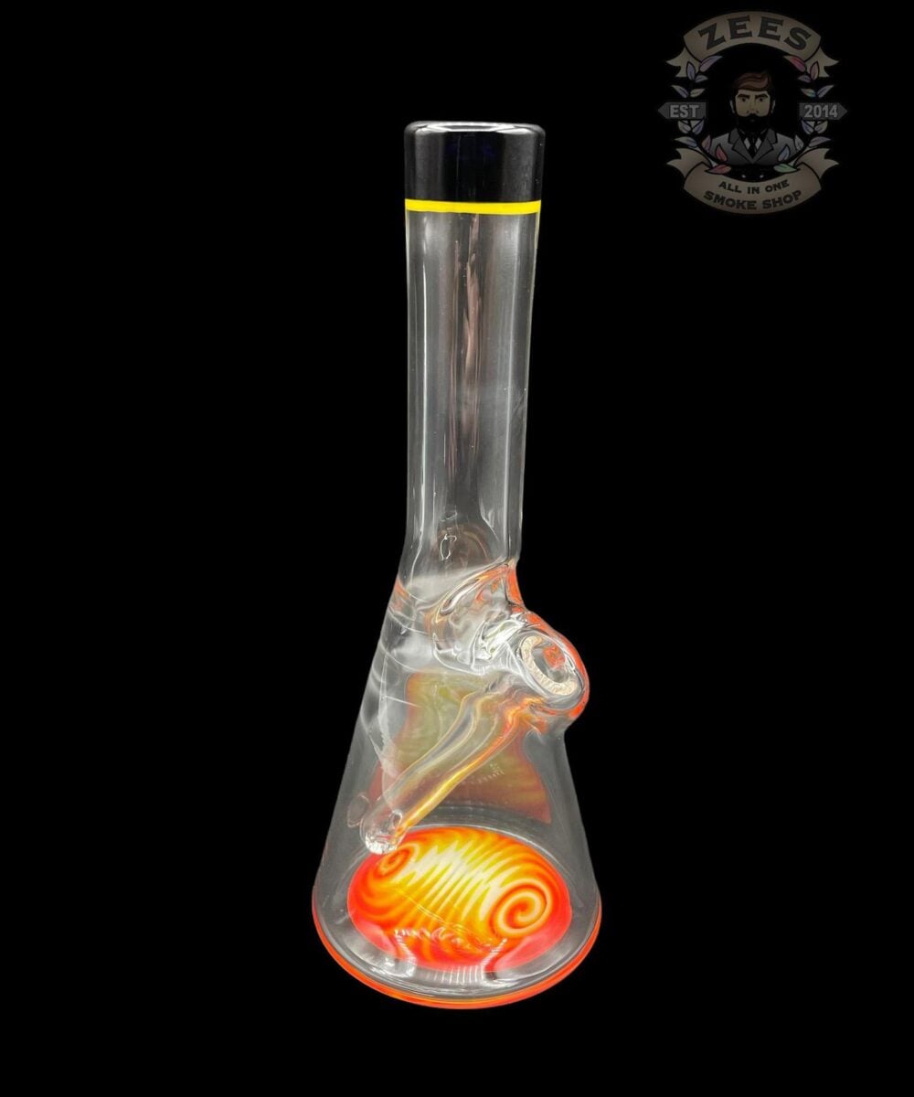 NES GLASS: 7" ORANGE AND YELLOW WIG WAG PULL TUBE #8