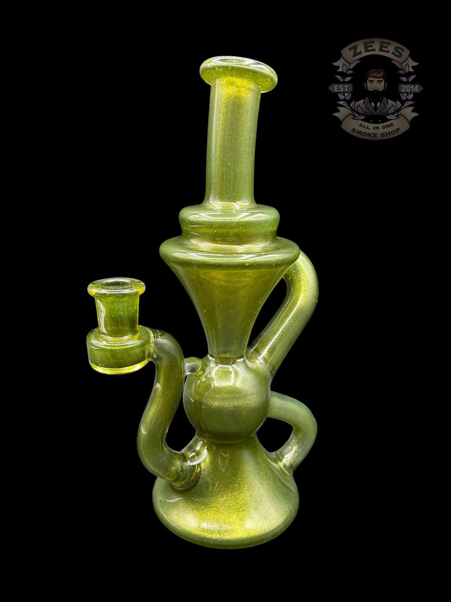 BLOB GLASS: GREEN CHILI OVER ICEY WHITE SATIN KLEIN RECYCLER - Image 2