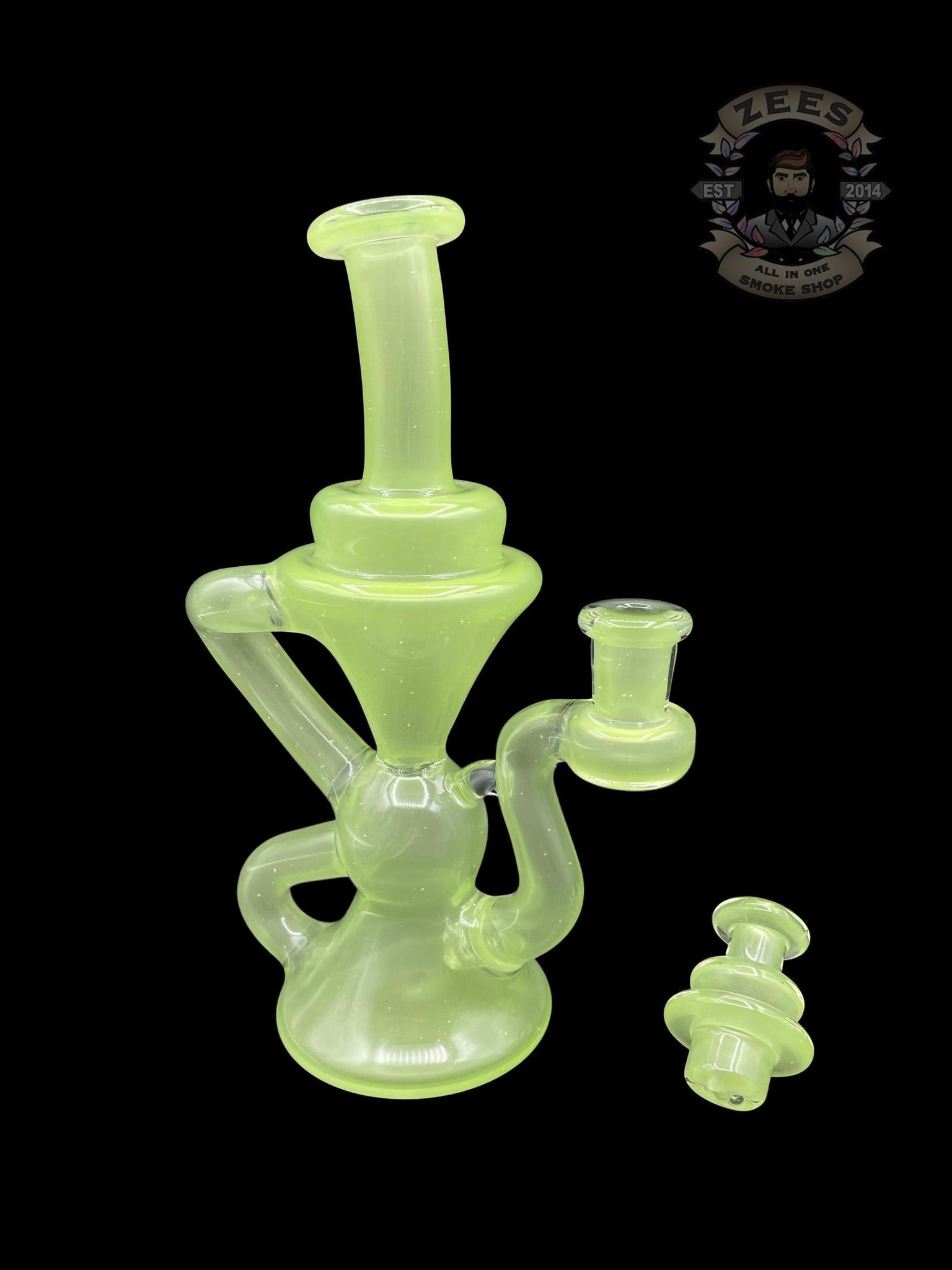 BLOB GLASS: MILKY GREEN KLEIN RECYCLER