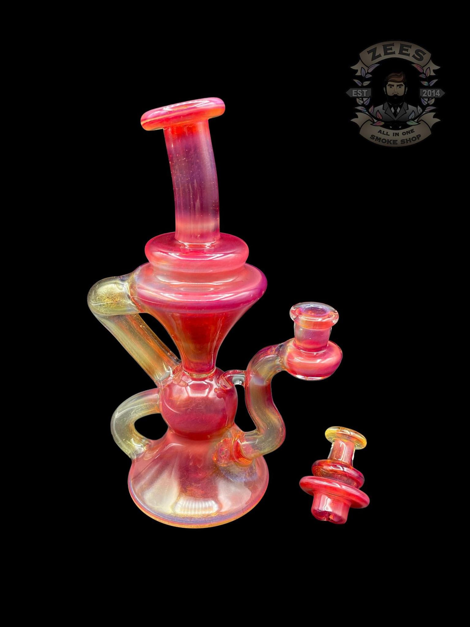 BLOB GLASS: TWO-TONE CRIMSON KLEIN RECYCLER