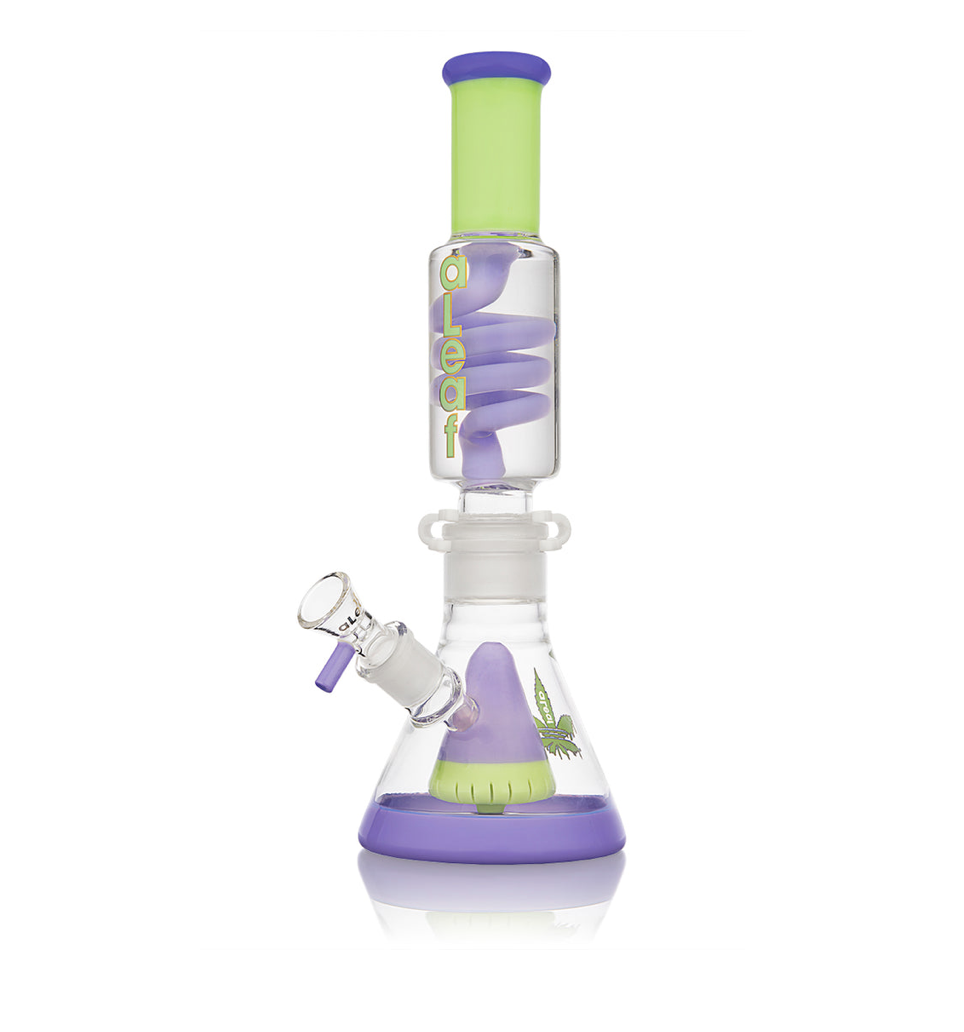 ALEAF GLASS: 12.5" GLYCERIN CONE WATER PIPE W/ PYRAMID PERC