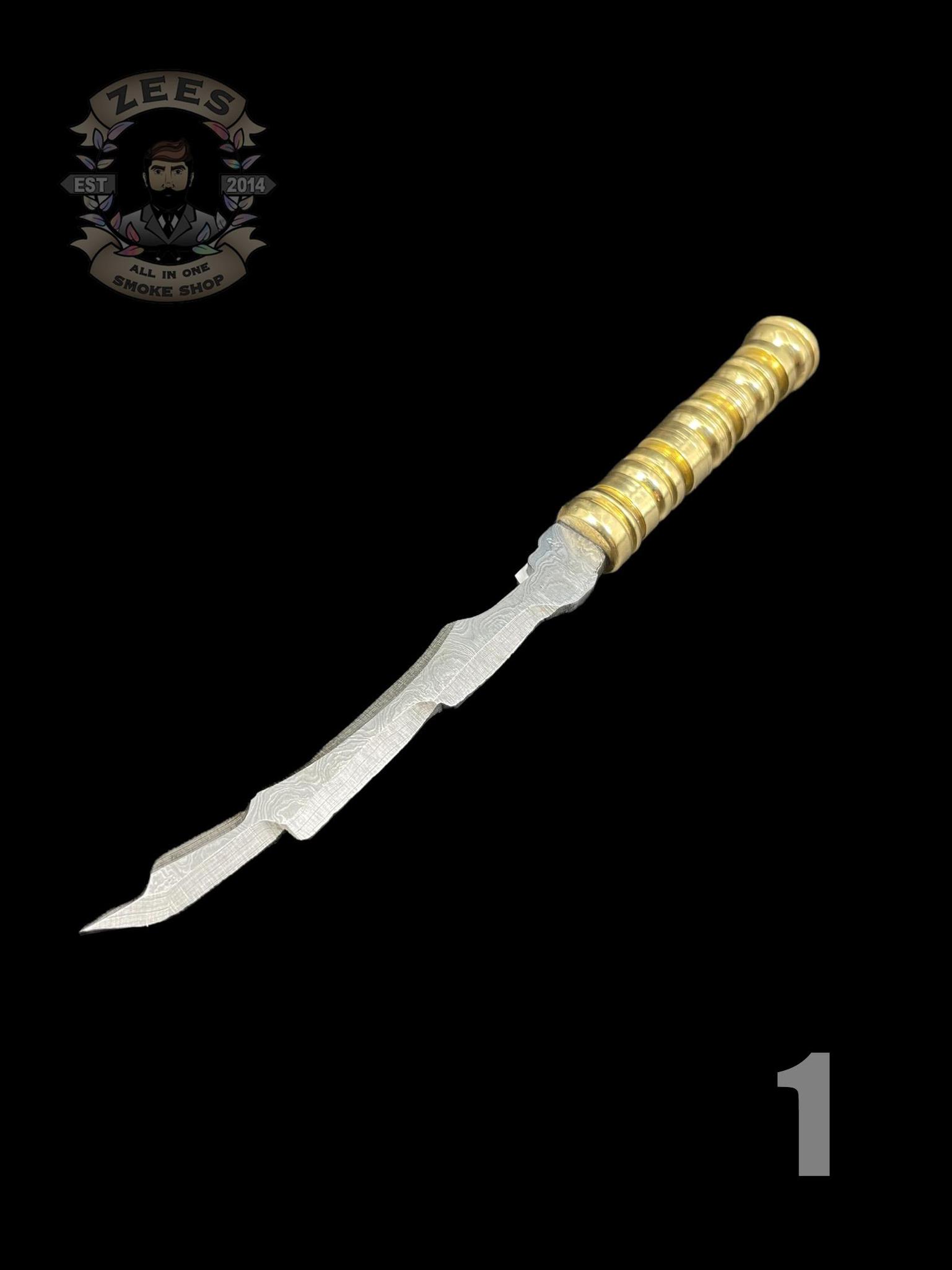 DAMASCUS HK KNIVES: DAMASCUS GOLD HANDLE SWORD DABBER - Image 2