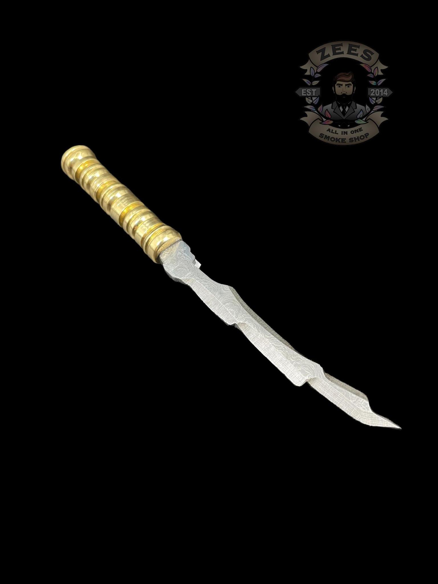DAMASCUS HK KNIVES: DAMASCUS GOLD HANDLE SWORD DABBER