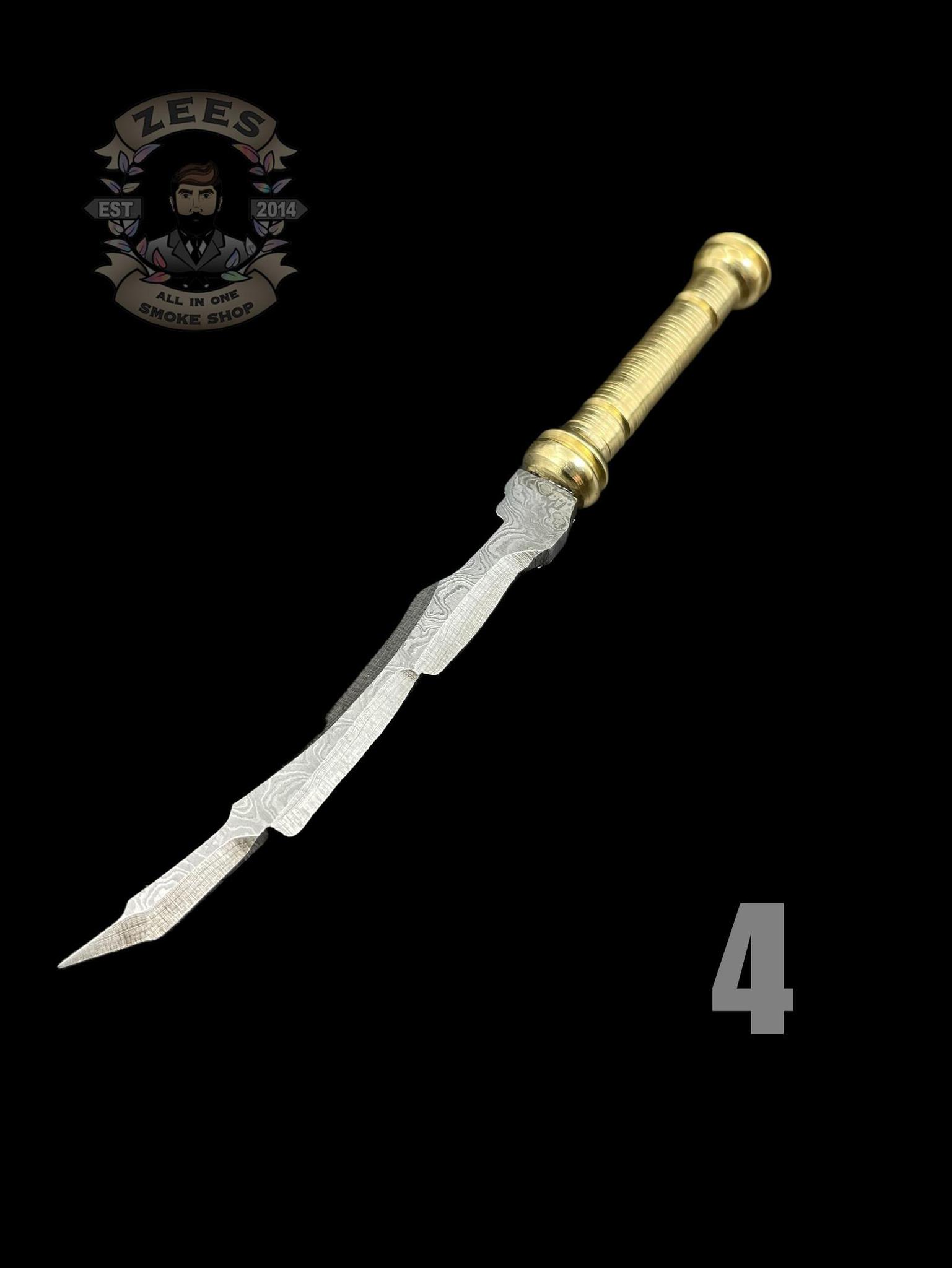 DAMASCUS HK KNIVES: DAMASCUS GOLD HANDLE SWORD DABBER - Image 5