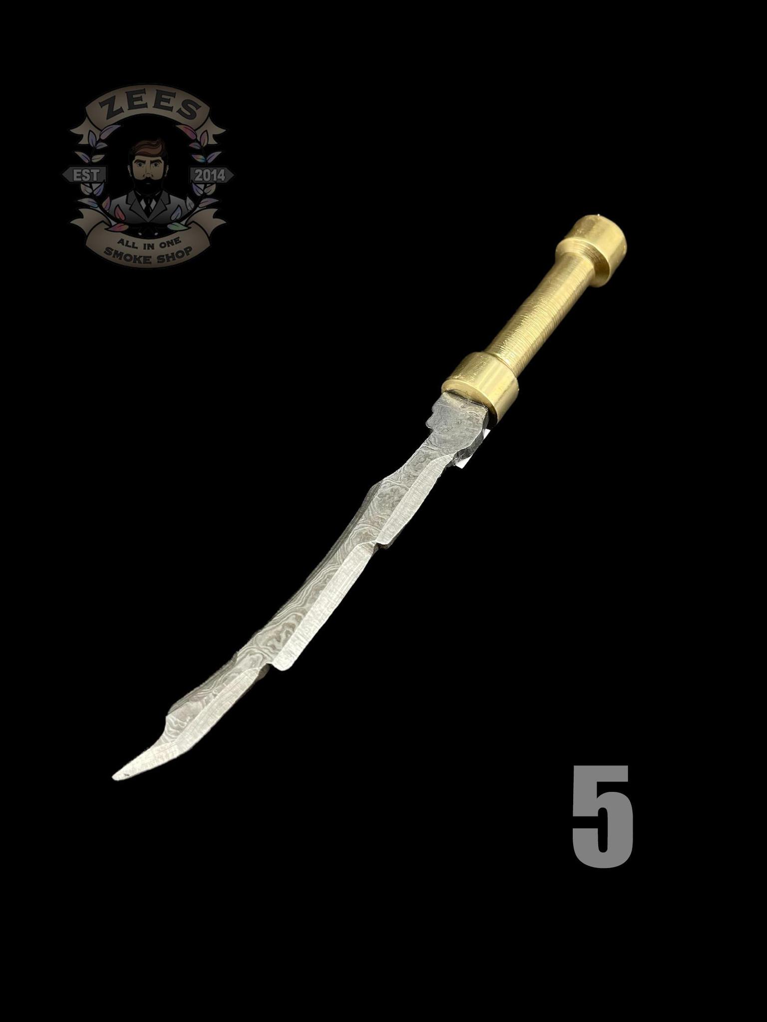 DAMASCUS HK KNIVES: DAMASCUS GOLD HANDLE SWORD DABBER - Image 6