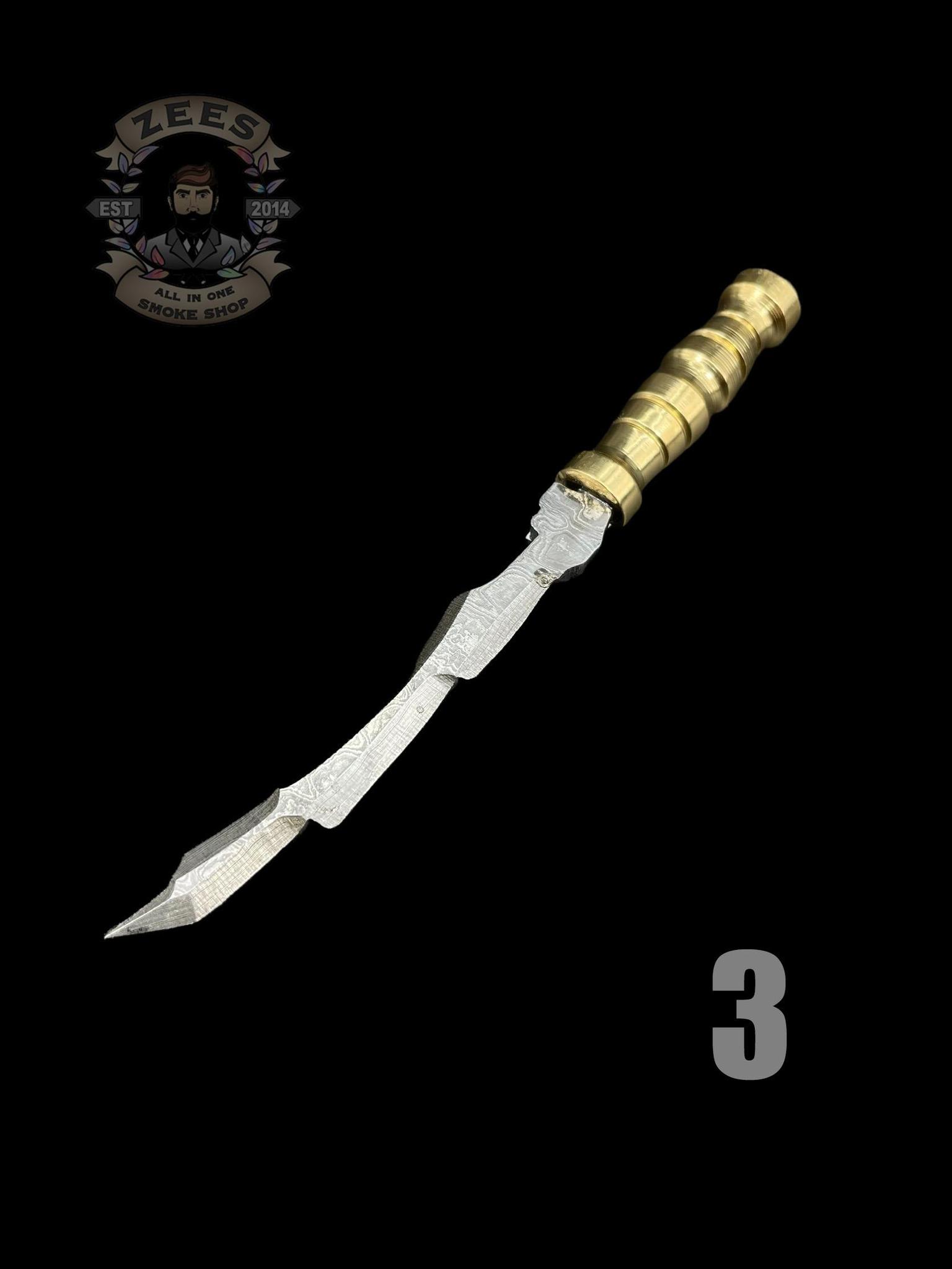 DAMASCUS HK KNIVES: DAMASCUS GOLD HANDLE SWORD DABBER - Image 4
