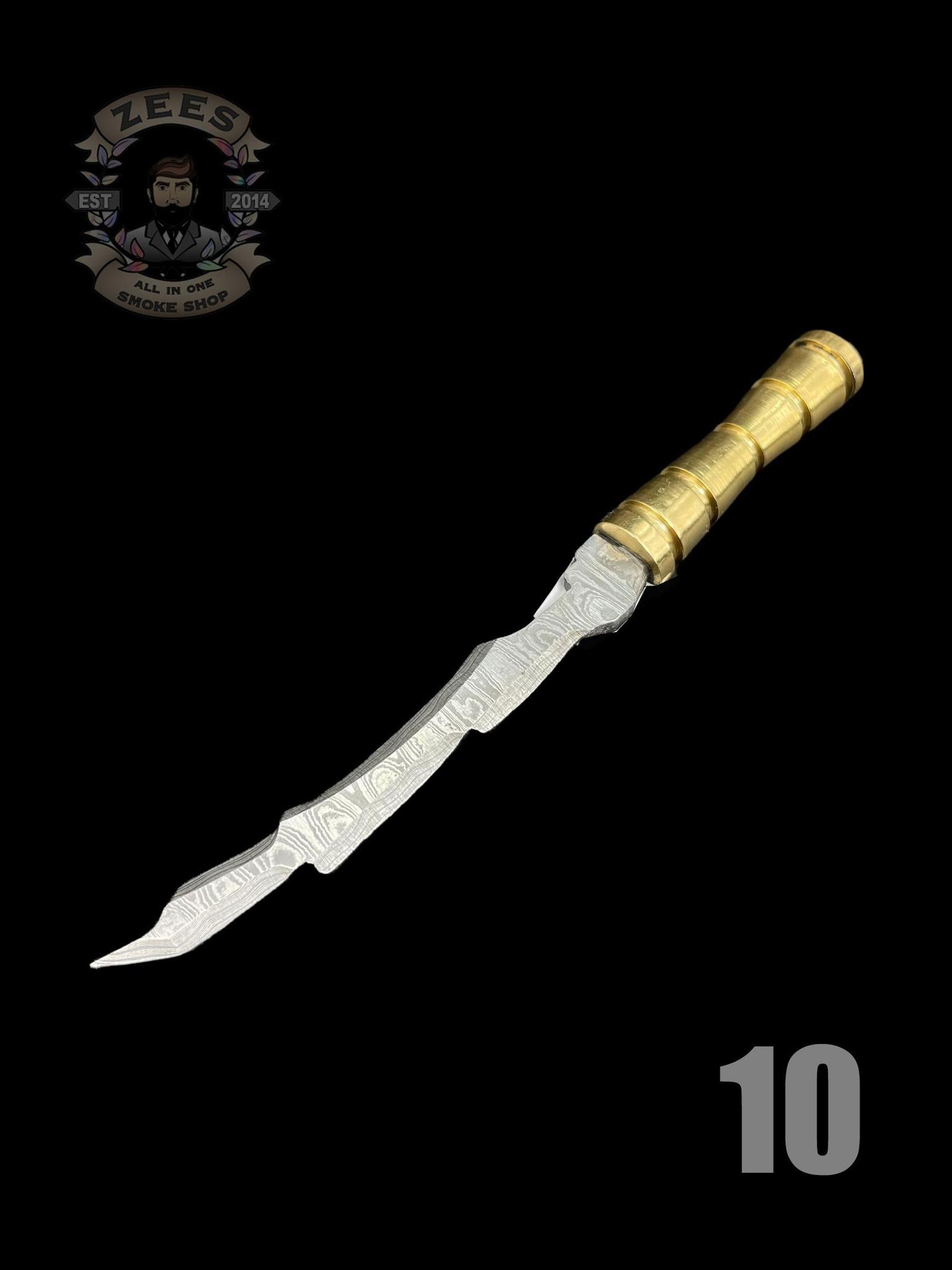 DAMASCUS HK KNIVES: DAMASCUS GOLD HANDLE SWORD DABBER - Image 11