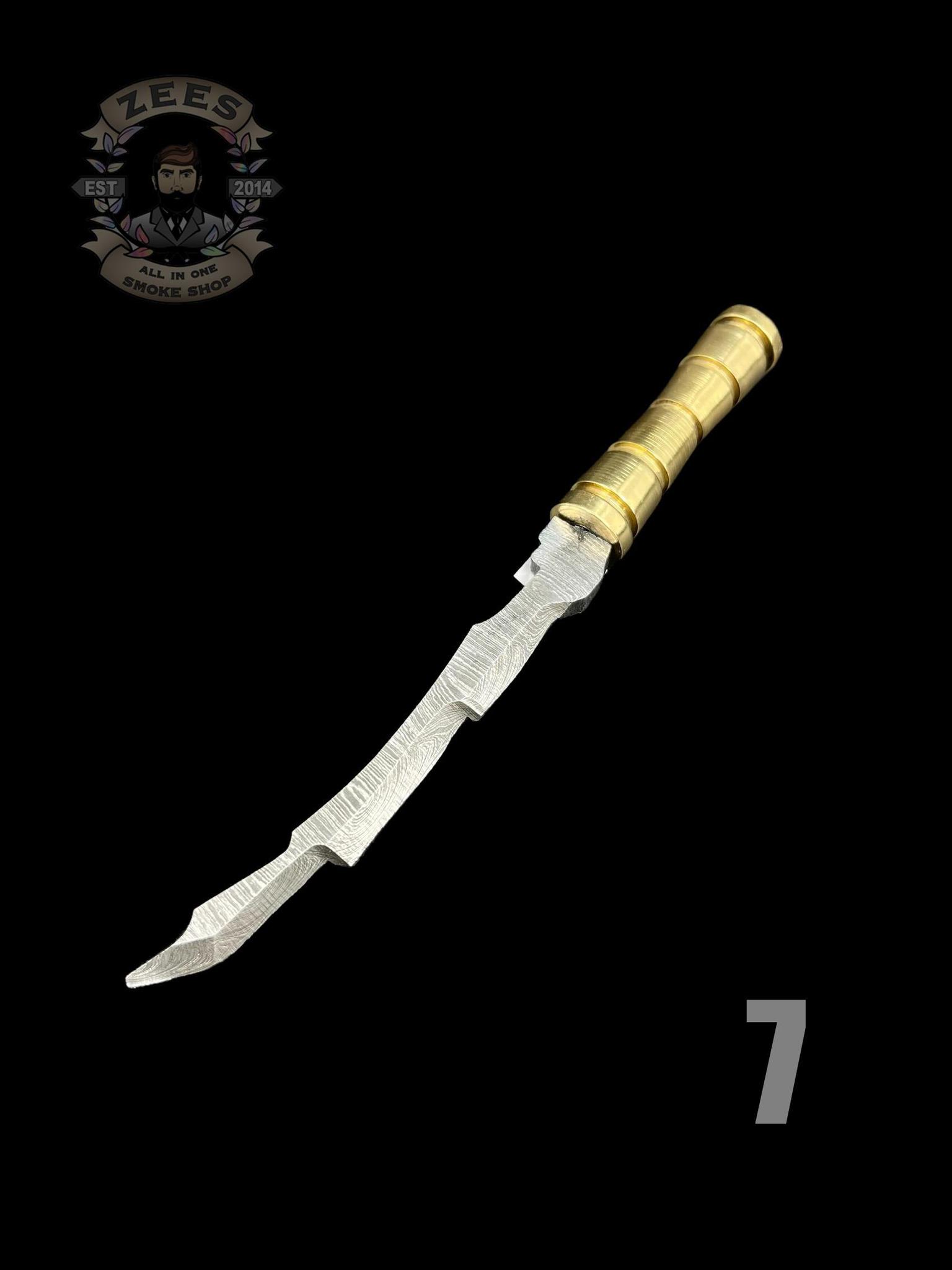 DAMASCUS HK KNIVES: DAMASCUS GOLD HANDLE SWORD DABBER - Image 8