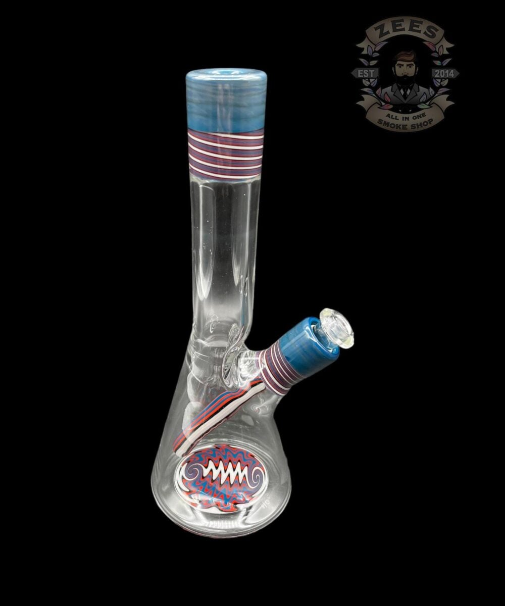 NES GLASS: 7" TEAL BARBERSHOP WIG WAG PULL TUBE #18