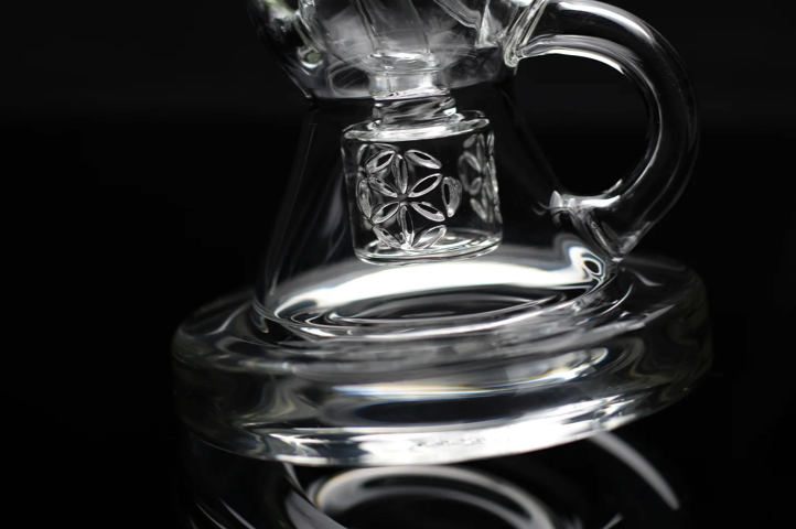 IRIDESCENT GLASS: 8.5" CLEAR SEED OF LIFE BTK RECYCLER - Image 2