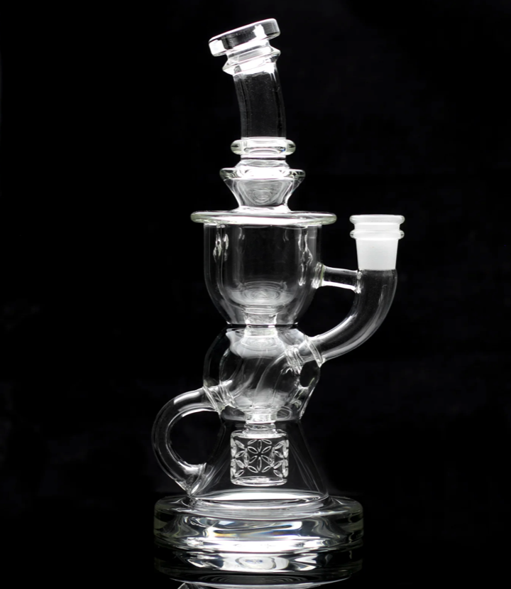 IRIDESCENT GLASS: 8.5" CLEAR SEED OF LIFE BTK RECYCLER - Image 3