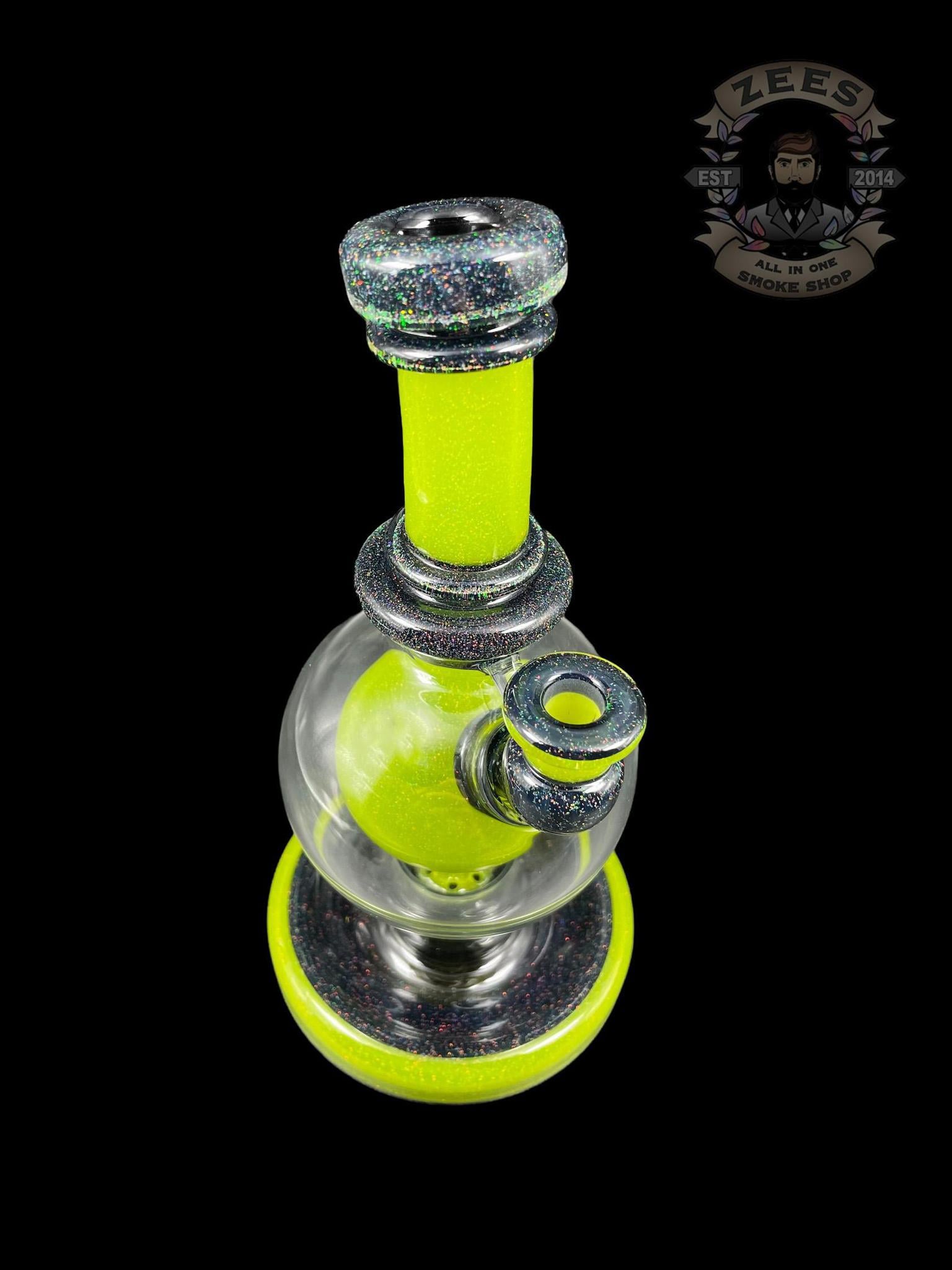 BRENT 503: 8" LIME DROP BLACK CRUSHED OPAL BALL RIG W/ MATCHING CAP - Image 5